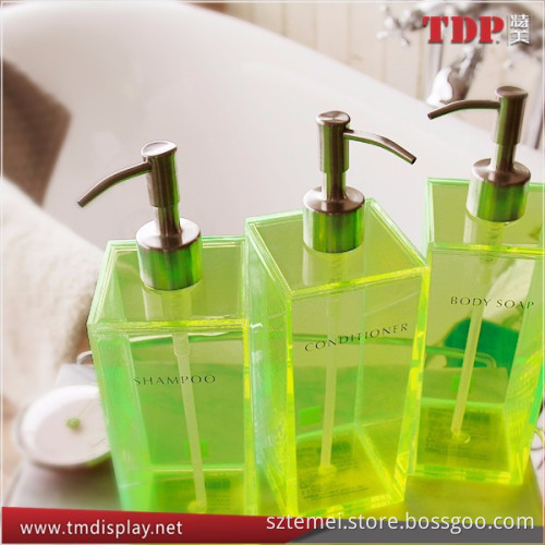Acrylic shampoo dispenser,acrylic body soap dispenser,acrylic conditioner dispenser